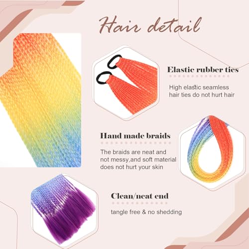 Rainbow Braided Ponytail Extension - 24 Inch Colorful Hairpiece