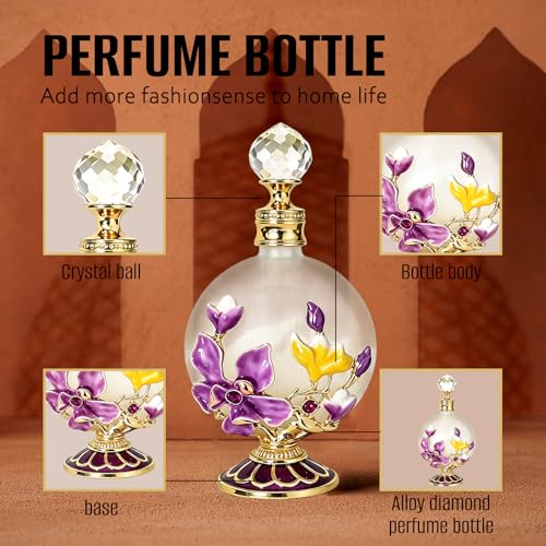 Joyeee 30ml Vintage Glass Perfume Bottle - Antique Refillable Travel Vial