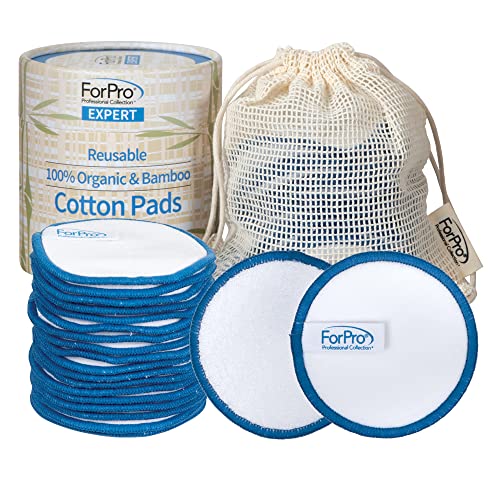 ForPro Organic Reusable Cotton Rounds with Laundry Bag - 20 Pack
