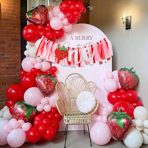 Strawberry 1st Birthday High Chair Banner - ONE Party Decoration