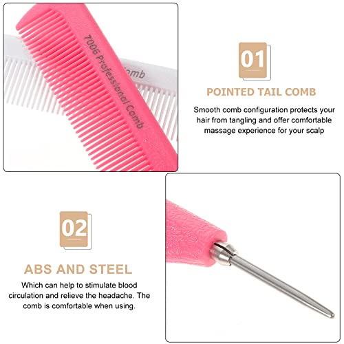 Minkissy Pointed Tail Comb Set - 3 Steel Combs for Hair Styling