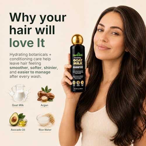 Herbishh Goat Milk Shampoo for Dry & Frizzy Hair - Hydrating & Sulfate Free
