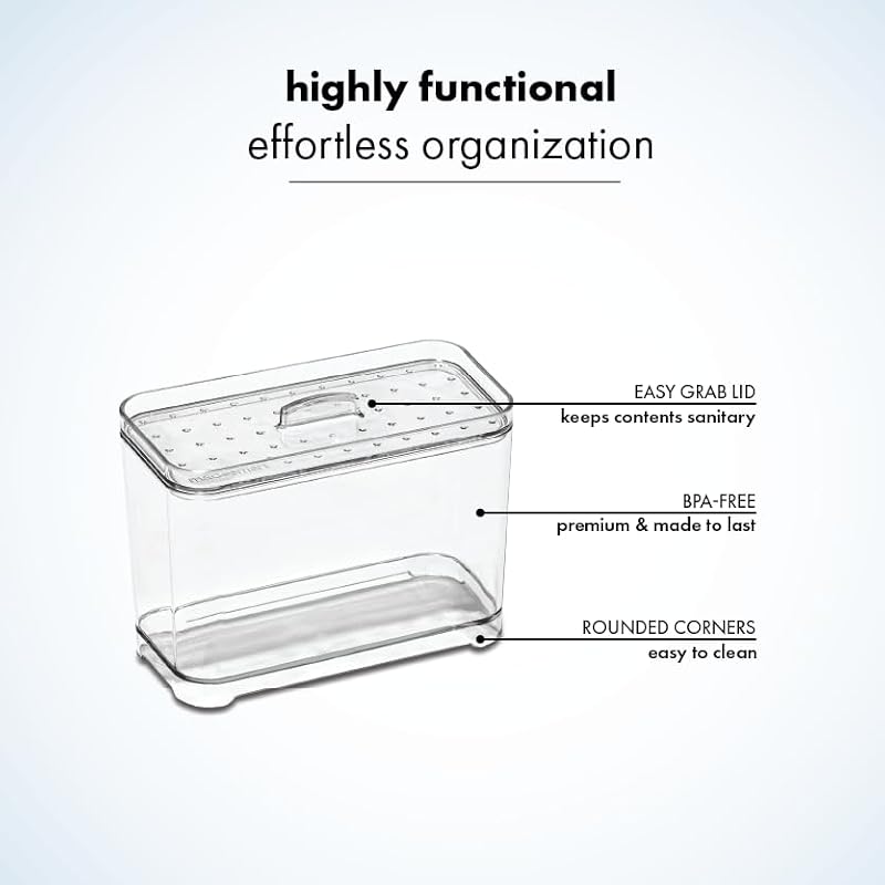 madesmart Clear Cotton Ball Container with Removable Lid