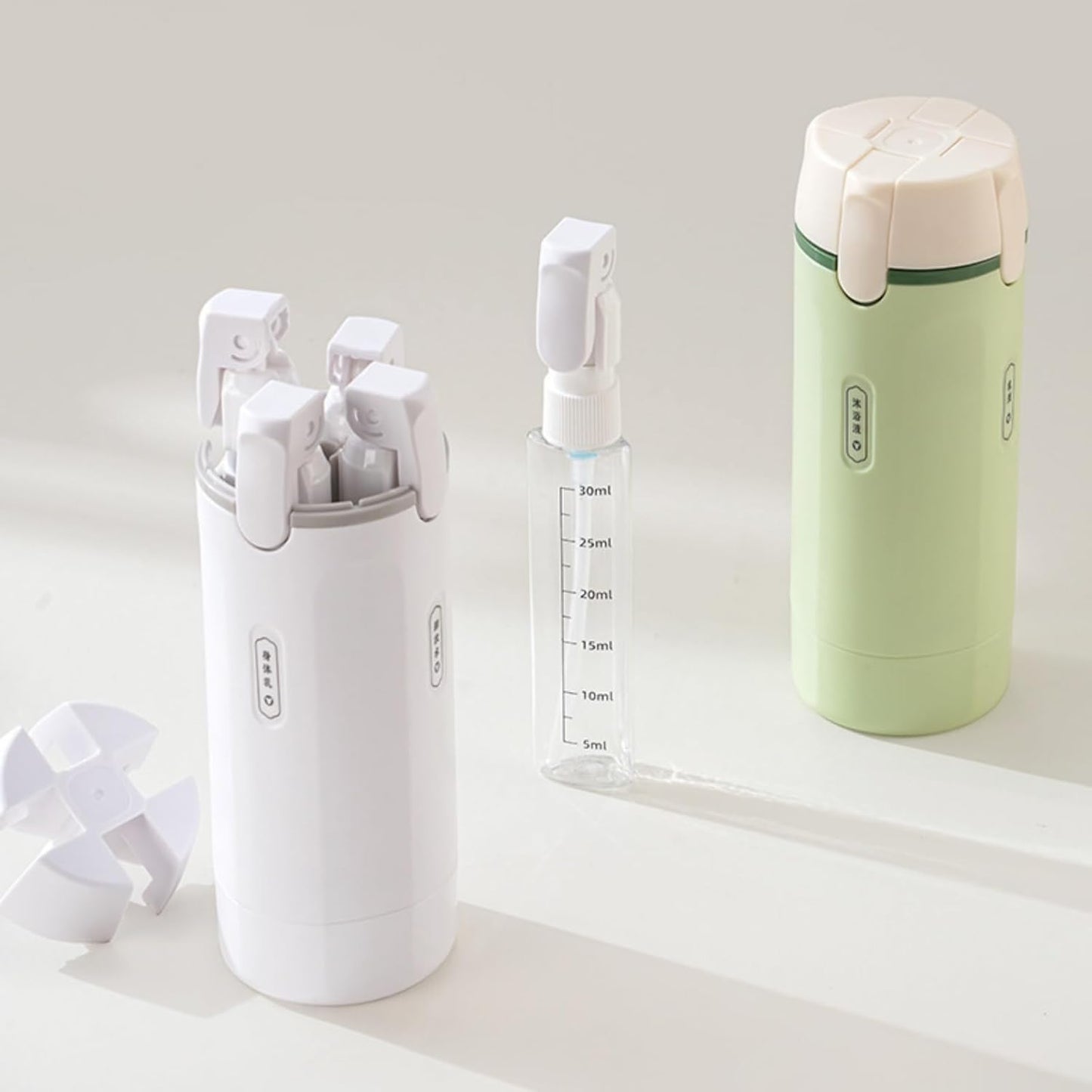 Travel Dispenser Set - 4 Pack 30ML Leak Proof Travel Bottles for Toiletries | Portable Shampoo, Lotion, Conditioner, Cream (Green)