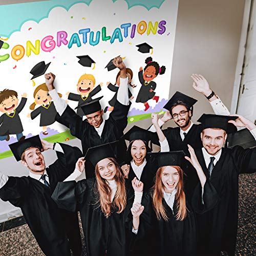 Congratulations Banner Backdrop 6 x 4 ft for Grad Parties - LINGPAR
