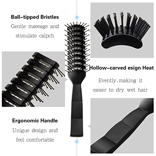 Honeydak Black 24Pcs Vent Hair Brushes with Ball Tips for Wet/Dry Hair - Bulk Pack, Portable 7.9in