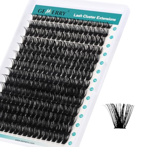 GEMERRY D Curl Lash Clusters 280pcs - Wispy Volume Eyelash Extensions for Beginners