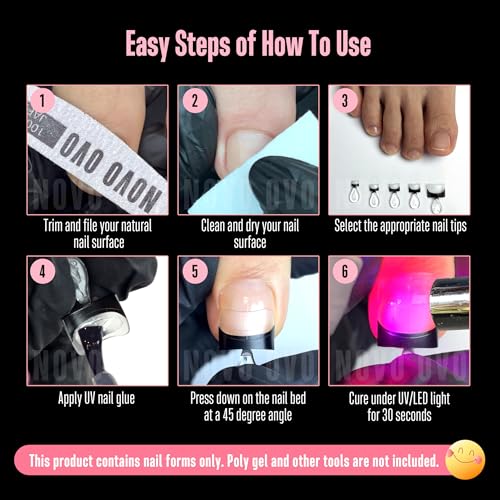 NOVO OVO Half Cover Toe Nail Tips Black French Tip - 240Pcs