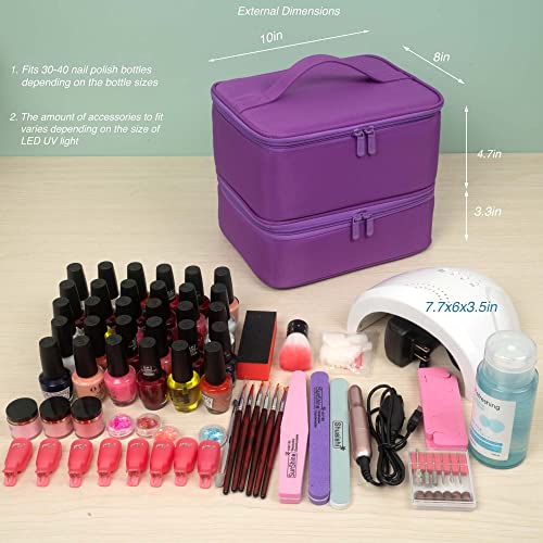ButterFox Nail Polish Organizer Case - Holds 60 Bottles, Purple