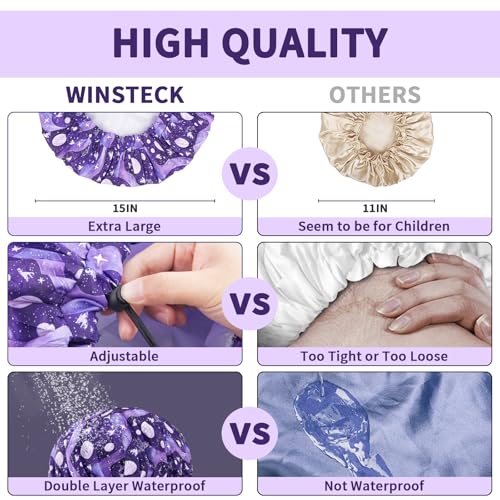 WINSTECK Extra Large Adjustable Shower Cap for All Hair Types