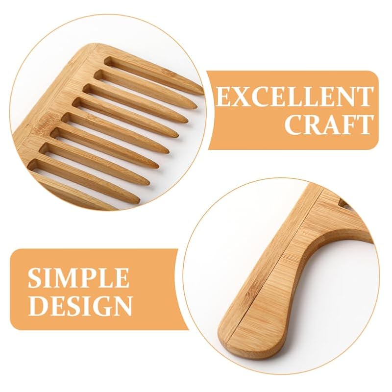 Healeved Wide Tooth Bamboo Comb - Large Detangling Hair Styling Tool