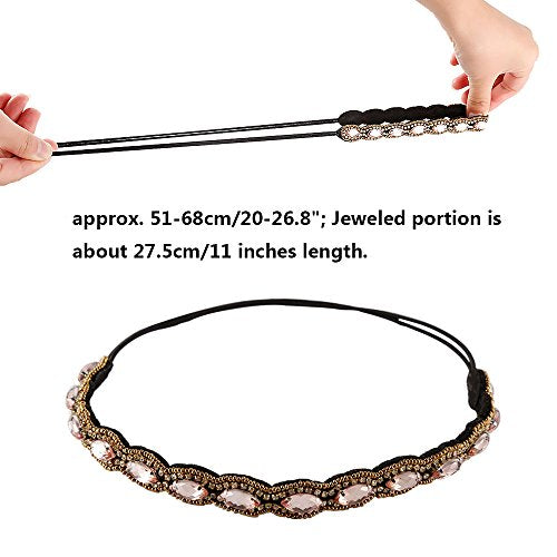 Teenitor 5pcs Rhinestone Beaded Headbands for Women