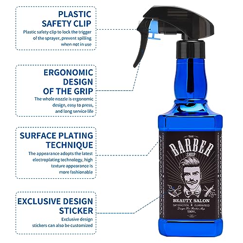 ZIBARBER 500ml Hair Spray Bottle - Adjustable Mist & Stream for Salon & Gardening