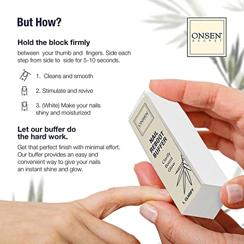 Onsen Nail Buffer Block - 4-Way Buffing, 1 Count, Salon-Quality Shine