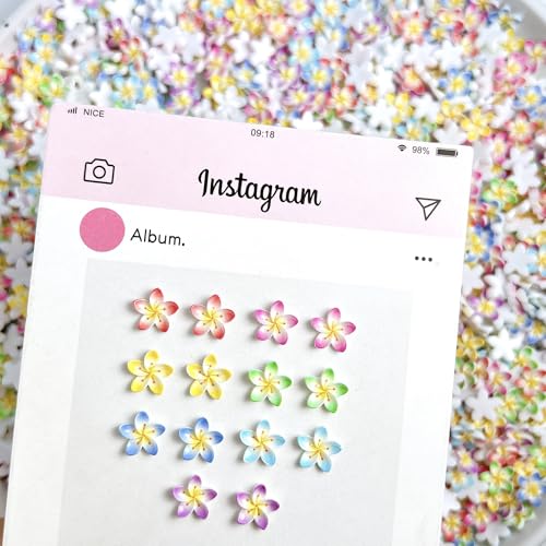 100Pcs 3D Colorful Flower Nail Charms - Floral Nail Gems for DIY