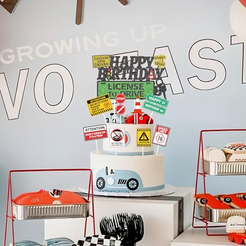 Driver's License 16th Birthday Cake Toppers - 9pcs Set for Boys