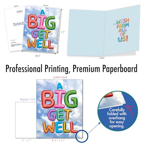NobleWorks Giant Get Well Soon Card - Jumbo 8.5 x 11 Inch