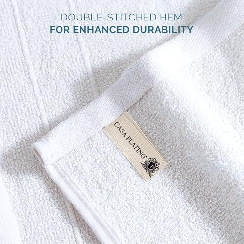 Casa Platino 24 Pack White Cotton Washcloths 13x13 Inches, Soft & Absorbent