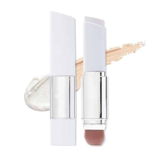 2 in 1 White Korean Color Changing Foundation Stick with Brush, Cover Cream Stick Foundation, Moisturizing Long-Lasting Hydration Makeup, Light Coverage Concealer, for All Skin Types (01#)