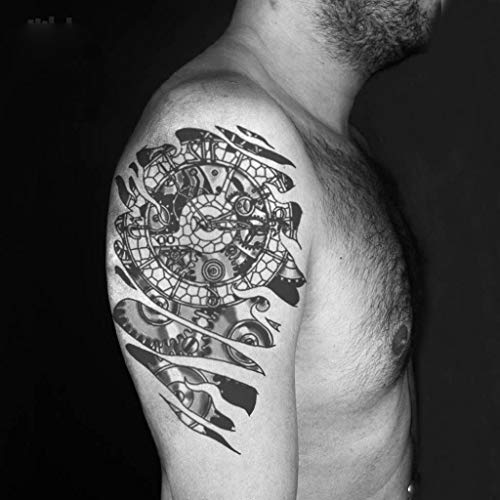 Biomechanical Robot Temporary Tattoos - Waterproof 3D Gear Designs for Sci-Fi & Edgy Style