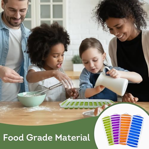 Silicone Ice Cube Tray Set of 4 - BPA-Free, Stackable & Quick Release