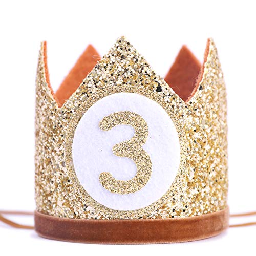Glitter Baby Crown for 3rd Birthday - Handmade Party Hat
