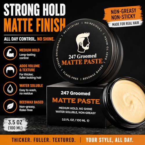 247 Groomed Matte Hair Paste for Men - Medium Hold Styling Clay