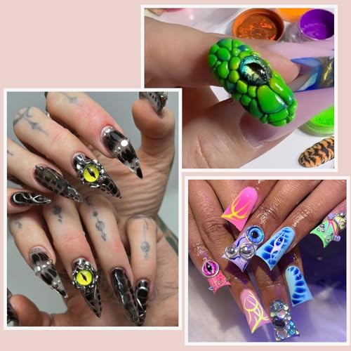 150Pcs Eye Nail Charms - 6mm & 10mm Glass Dragon & Animal Eye Beads for Nails & Crafts
