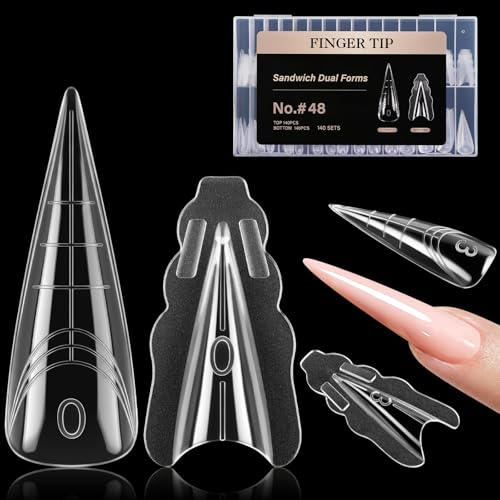C12rtive Sandwich Nails Dual Forms 280Pcs Nail Extension Molds #48 for DIY & Professional Use