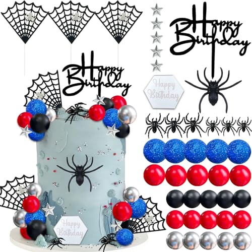 Spider Cake Decorations Set with Toppers and Balls | 42pcs for Parties