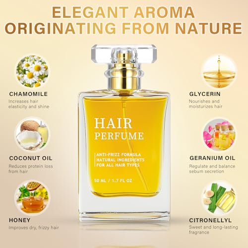 Hair Perfume for Women, 50mL Long Lasting Pheromones Perfume for Women, Lightweight Fragrance Spray for Dry and Frizzy Hair Care