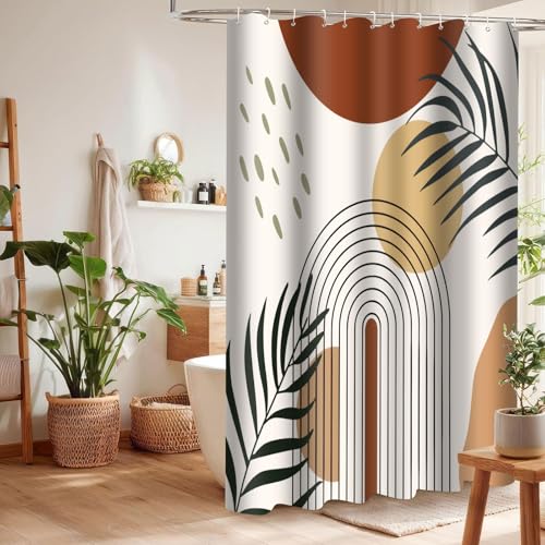 Boho Shower Curtain 72x72 Inches - Waterproof Mid Century Design