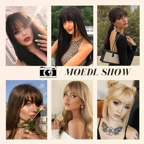 Natural Black Human Hair Clip-In Bangs for Women — French Curtain Style