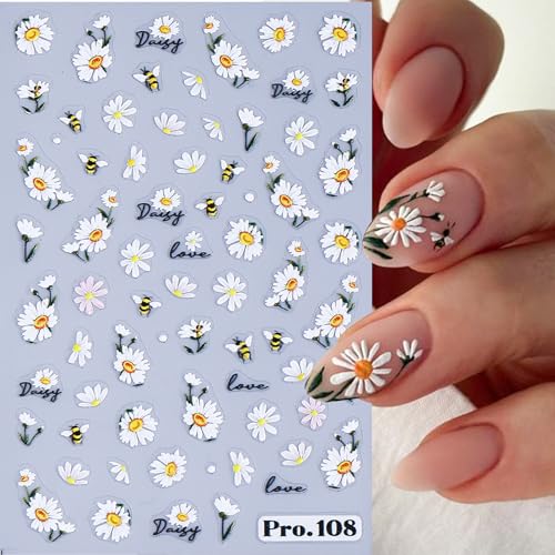 5D Floral & Fruit Nail Art Stickers - 6 Self-Adhesive Sheets