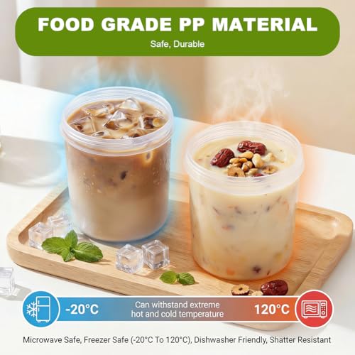 Overnight Oats Containers - 2 Pack with Lids & Spoons, 31 oz Dual-Layer Yogurt Cups