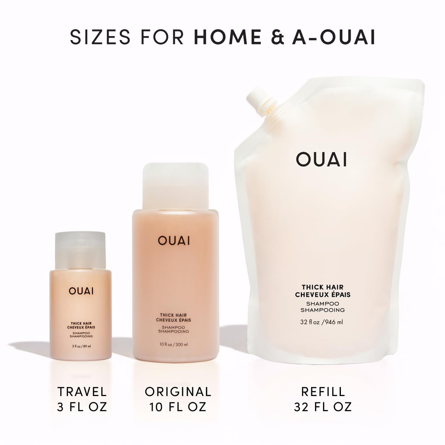 OUAI Thick Hair Shampoo - Hydrating Shea Butter Formula for Full, Frizzy Hair - 32 Oz Refill with Marshmallow Root, Avocado Oil & Keratin