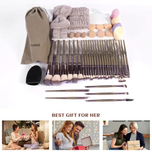 MAANGE 51-Piece Professional Makeup Brush Set with Case - Champagne