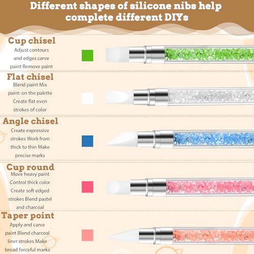 8 Pcs Dual-Head Silicone Nail Art Brushes for Manicure