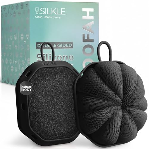 SILKLE Silicone Shower Loofah - 2-in-1 Exfoliating Body Scrubber