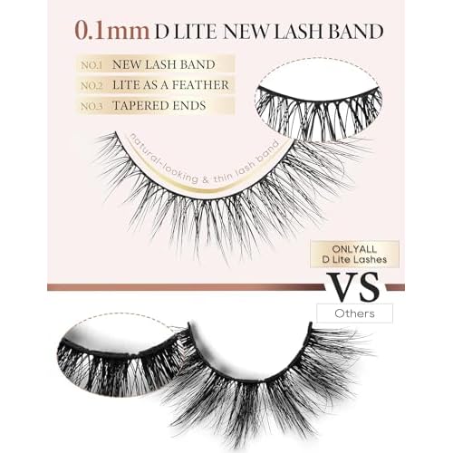 Onlyall Natural Lashes Wispy Lashes Natural Look False Eyelashes Soft Fluffy Fake Eyelashes 7 Pairs D1 Natural (6-13MM)