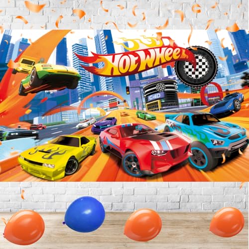 Race Car Birthday Banner - 59x36 Inch Racing Theme Backdrop