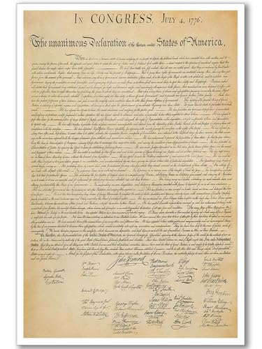 Vintage Declaration of Independence Canvas Wall Art - 12x18 Unframed