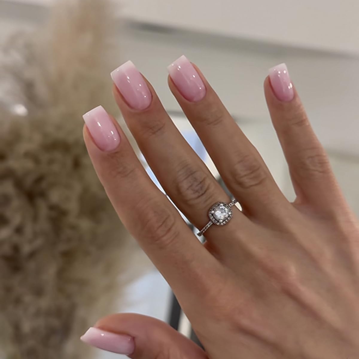 Summer Ombre Press-On Nails | Short Square Acrylic Nail Tips in Rainbow Colors - 24 Pcs Reusable Full Cover Set
