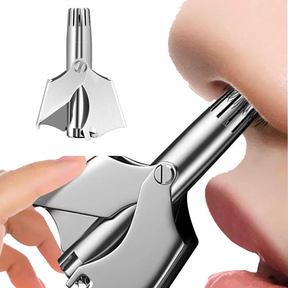 nanaxagly Premium Manual Rotary Nose Hair Trimmer for Men, Stainless Steel Nose Hair Remover for Men & Women