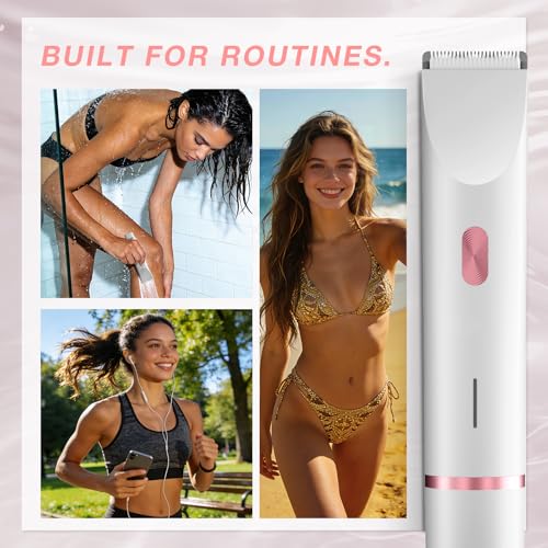 Bikini Trimmer for Women - Dual-Head Electric Groomer, White Rose