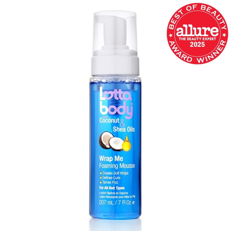 Lottabody Wrap Me Foaming Mousse - Coconut & Shea Oil Curl Definer | 7 oz Moisture-Rich Formula for Curly & Coily Hair
