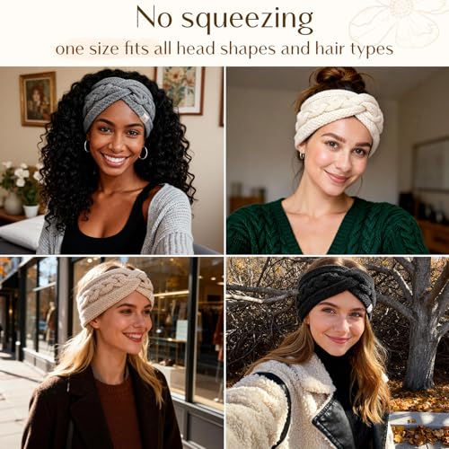 YANIBEST Black Soft Stretch Knot Headband with Satin Lining