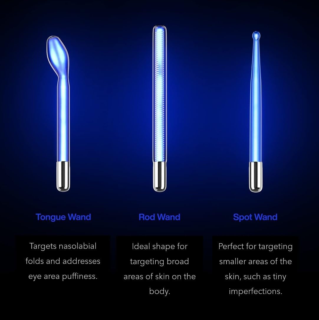 NuDerma Clinical Portable Skin Therapy Wand - 6 Fusion Neon & Argon Wands for Anti-Aging, Skin Tightening & Radiance | Wrinkle Reduction