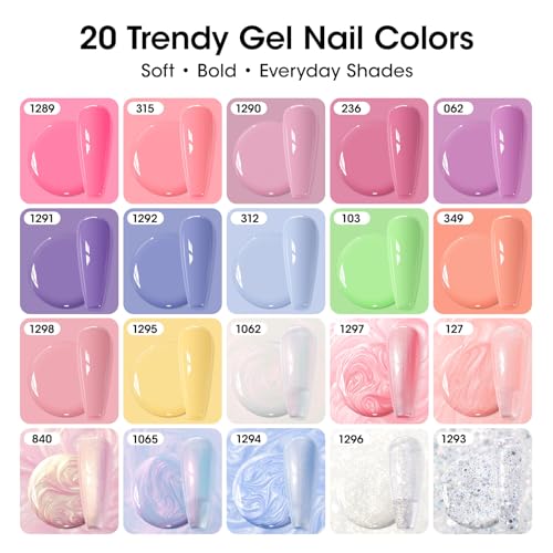 GELLEN 24PCS Gel Nail Polish Set – Blooming Pastel Collection with Base & Top Coat