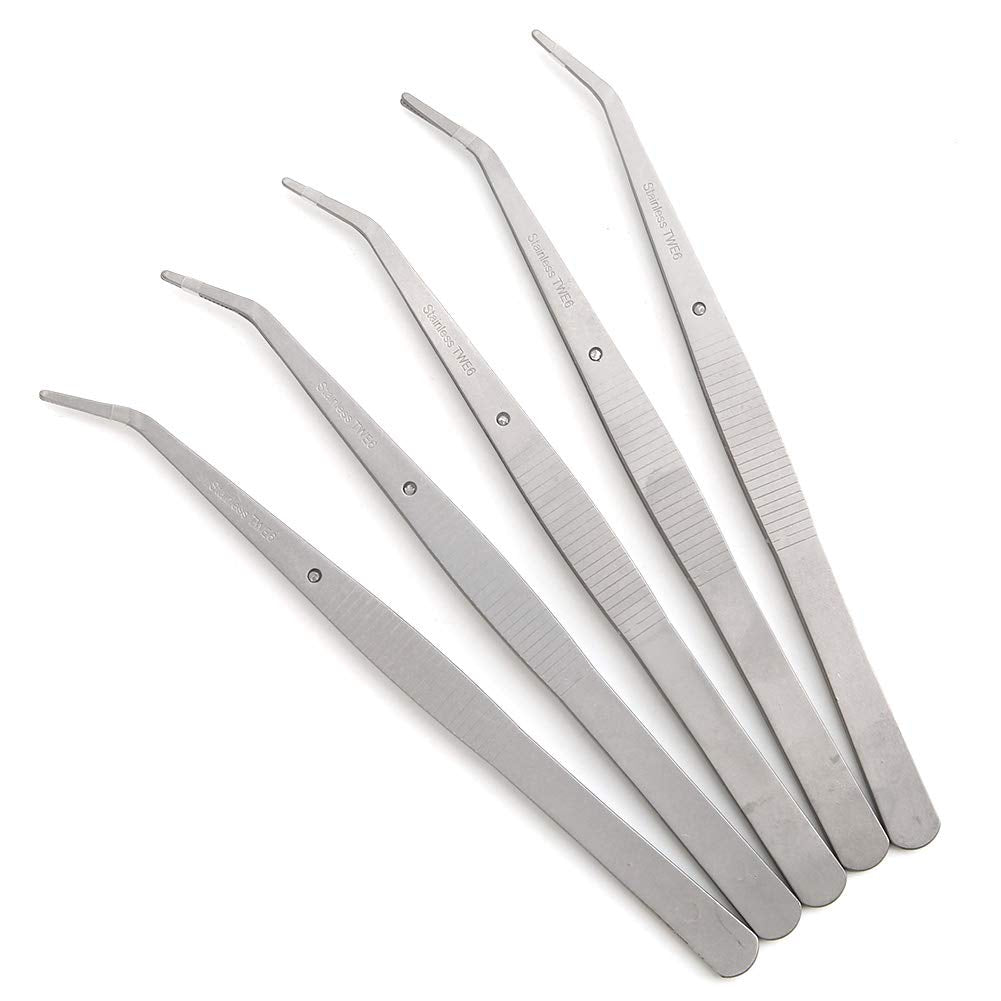 Curved Tweezers for Sewing Machine, Stainless, 6 1 Inch, 5 Pack, Tool